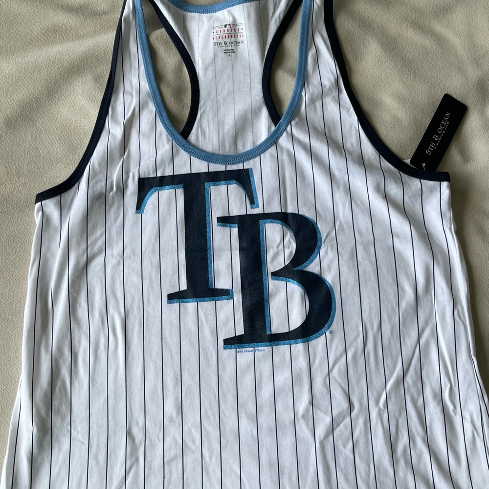 Stylish Women's White and Blue Jersey Tank Top